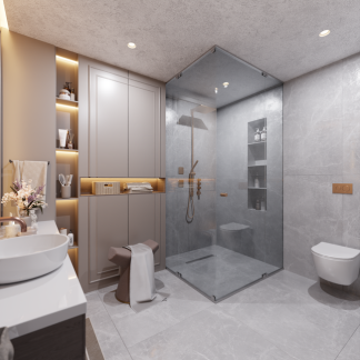Dual Outlet Shower Set, Gunmetal