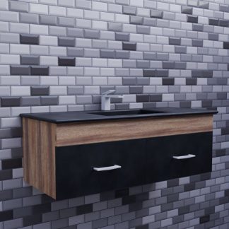 Floor-Standing Walnut Vanity Unit, 500mm