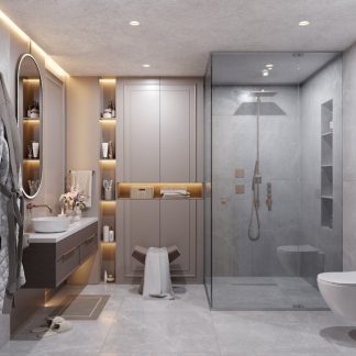Concealed Thermostatic Shower Set, Matte Black